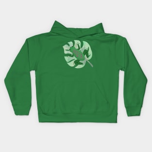 Cute Green Frog/Toad on Leaf Kids Hoodie